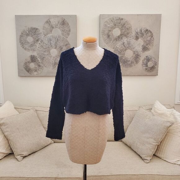 FREE PEOPLE | Popcorn Crop Sweater - Black - Picture 5 of 15